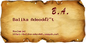 Balika Adeodát névjegykártya